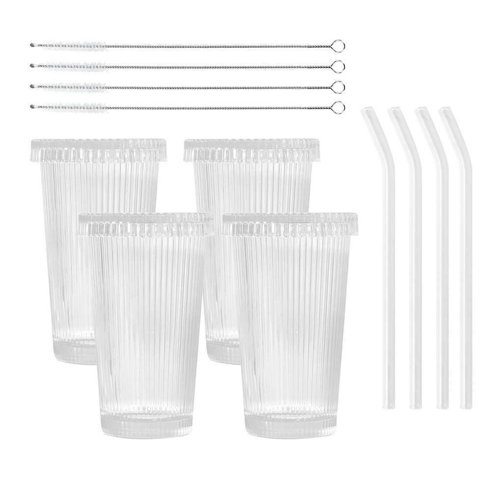 USA Warehouse 4-Piece 375ml Glass Beer Mugs for Beach Drinks