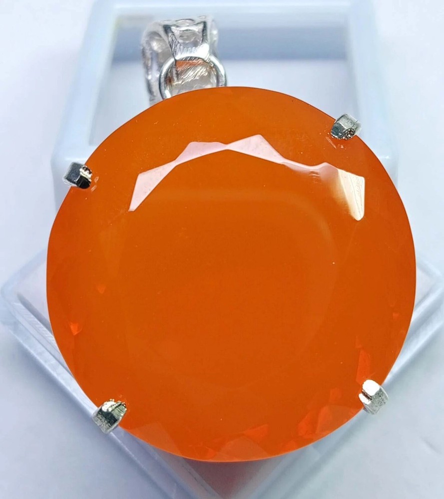Orange Pendant 88-89 Ct Opal Round Cut Natural Locket Gemstone EGL Certified