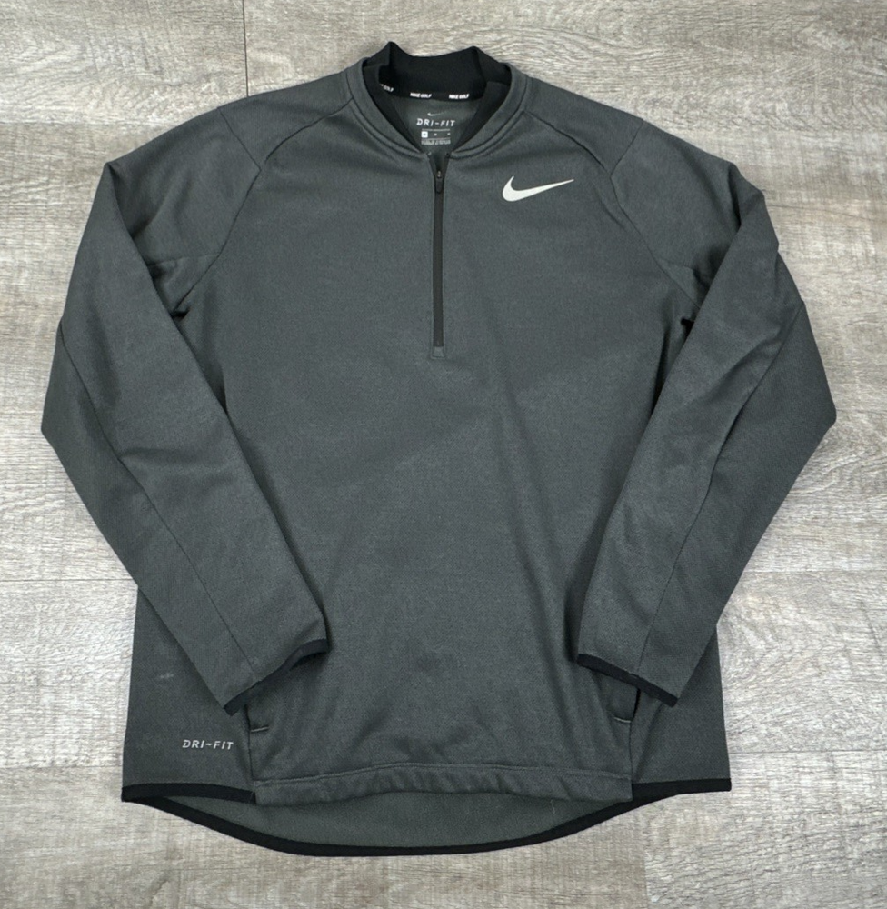 Nike Golf Dri-Fit Gray 1/4 Zip Pullover Men's M Heathered Sweatshirt Long Sleeve