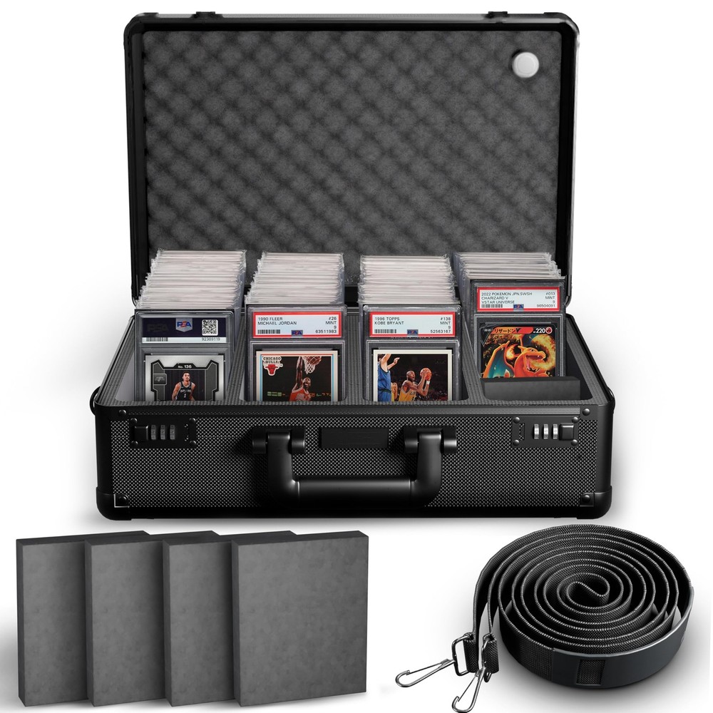 Graded Card Storage Box - Lockable Slab Case for Graded Cards, Baseball Card ...