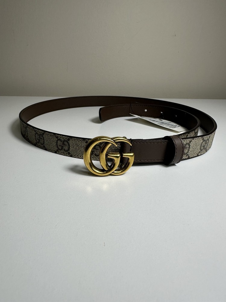 Authentic Gucci GG Supreme Brown Leather Belt Size 100/40