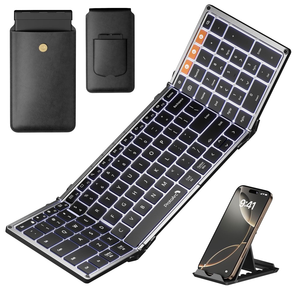ProtoArc XK01 Plus Backlit Foldable Bluetooth Keyboard Portable and Compact