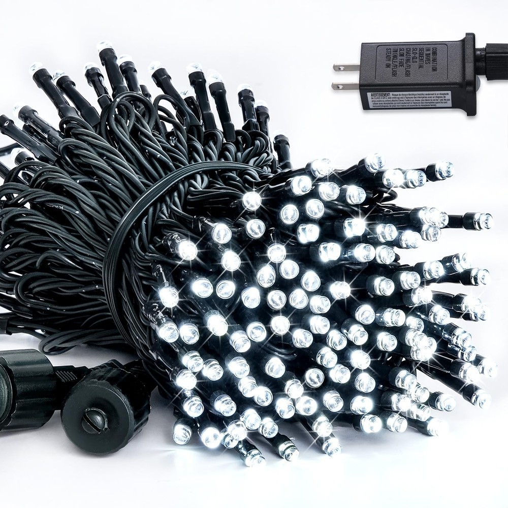 66ft 200 LED White Christmas Tree Lights Connectable String Indoor Outdoor