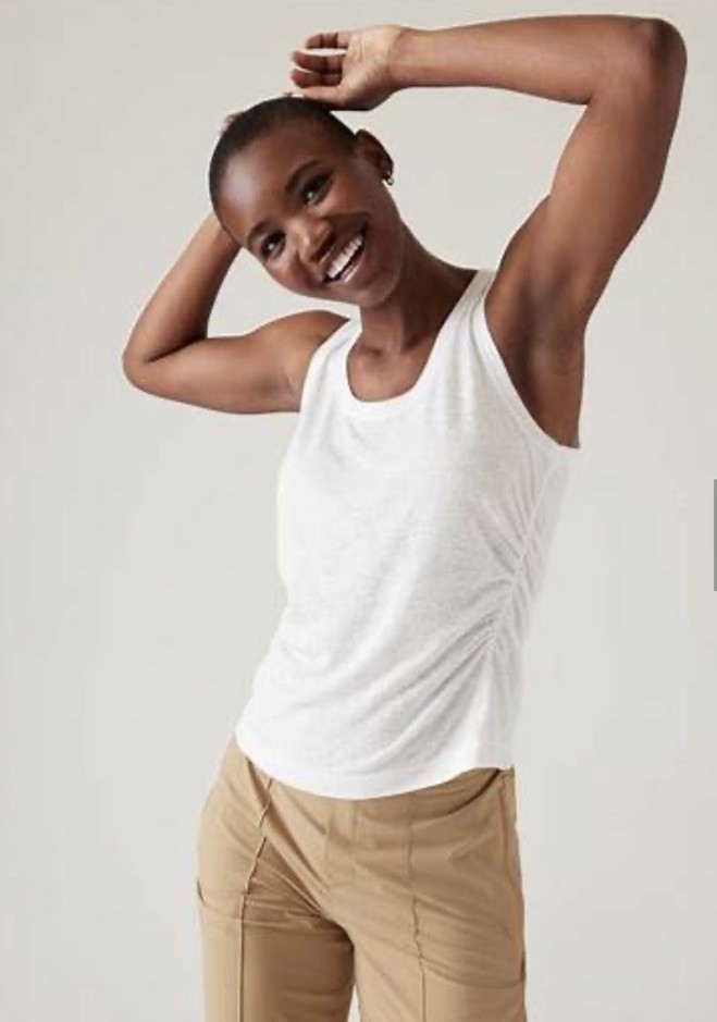 Athleta Breezy ruched tank- small- white- nwt-