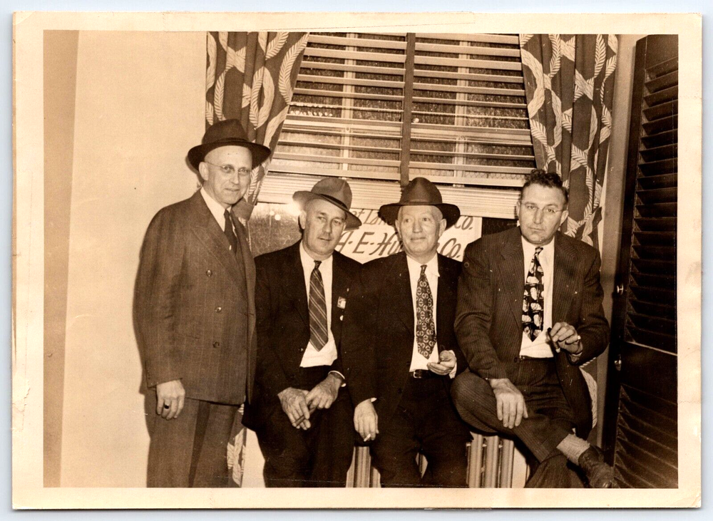 Vintage Indoor Photo of Business Men in Suits Smoking Cigars