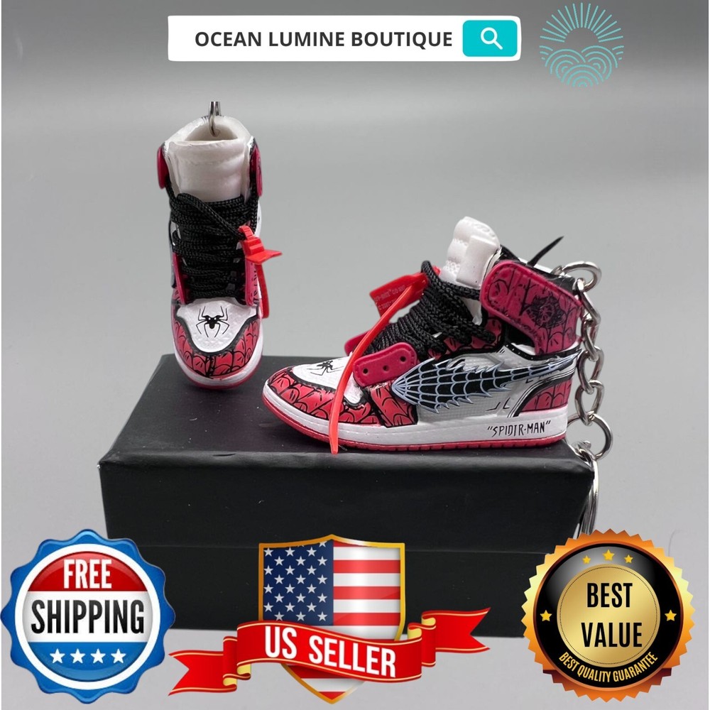 Air Jordan 3D Mini Sneaker Keychain, Basketball Sneaker Collectible, Box Options