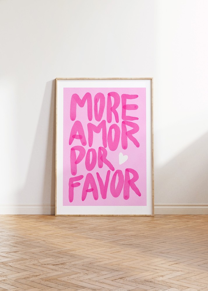 More Amor Por Favor Pink Wall Art Modern Eclectic Poster Pink Instant Love