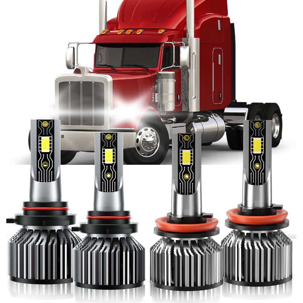 2015-2017 Peterbilt 389 9005 H11 LED Headlight Bulbs Kit 6500K High Low Beam