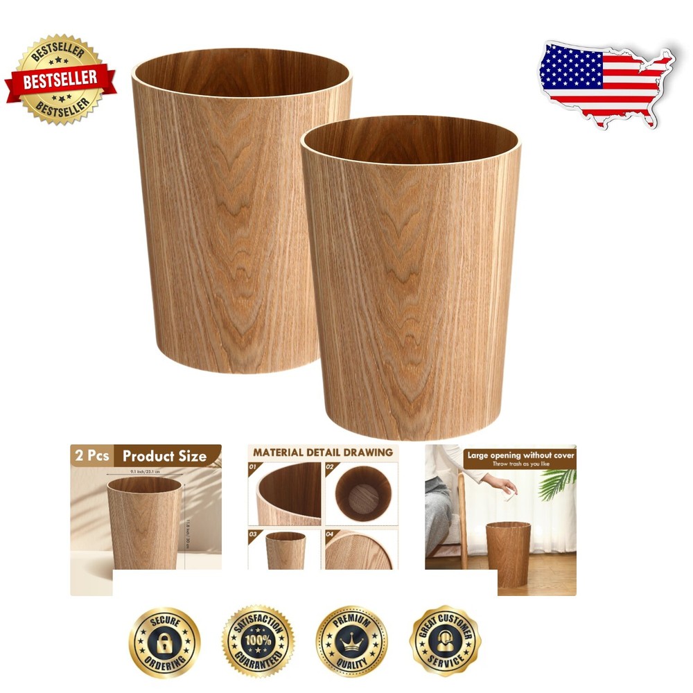 Stylish Willow Wood Trash Cans - Versatile Rectangular Waste Baskets for Home