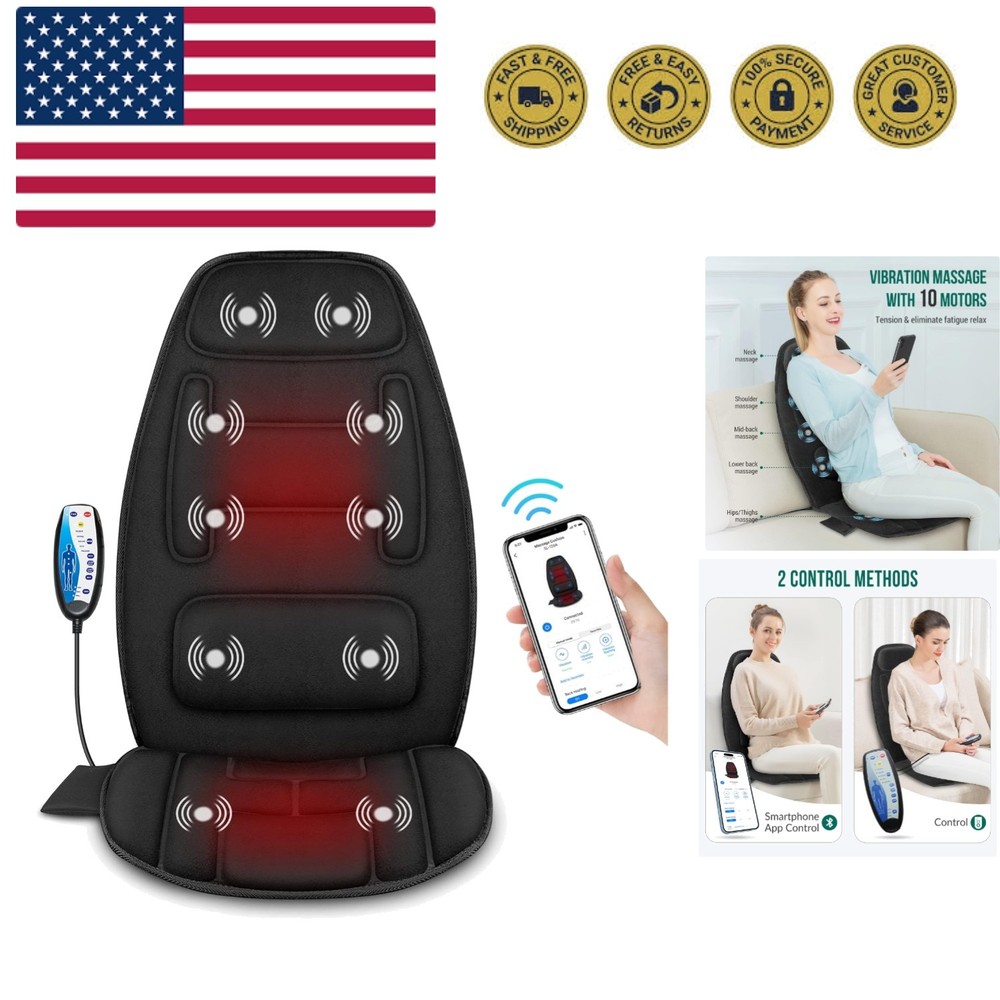 Vibration Back Massager with Heat, APP Control, Massage Seat Cushion with Ext...