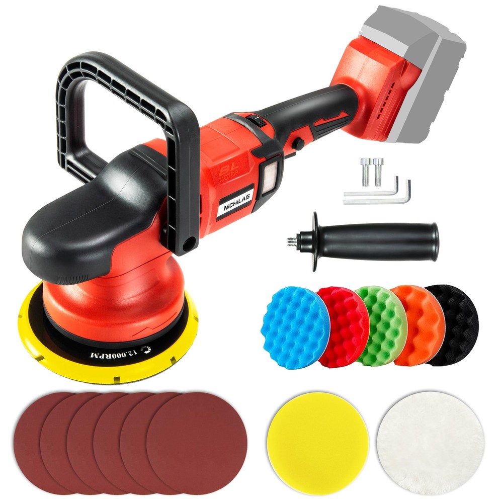 Cordless Car Polisher, Orbital Portable Polishing Waxer Machine with Brushles...