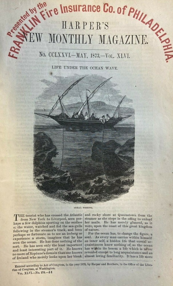 1873 Oceanography Life Under the Ocean Wave illustrated