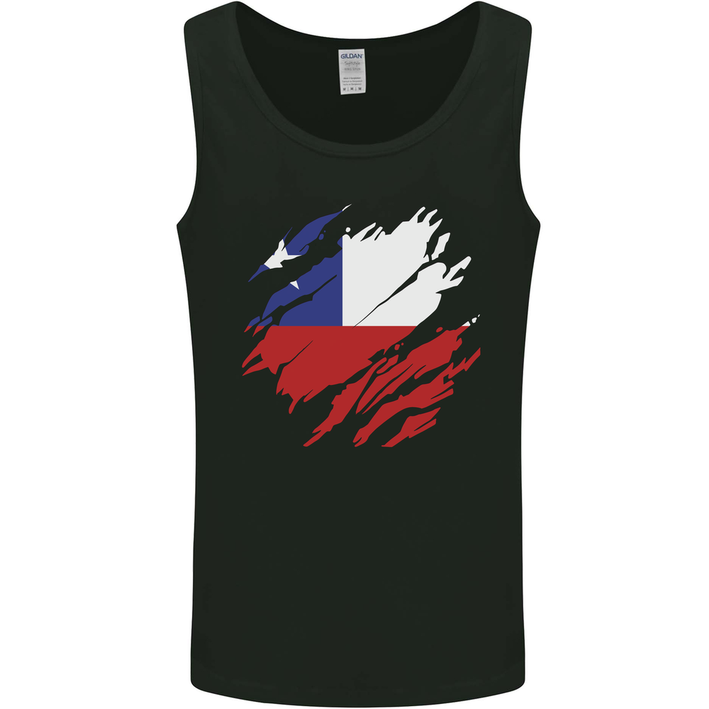 Torn Chile Flag Chilean Day Football Mens Vest Tank Top