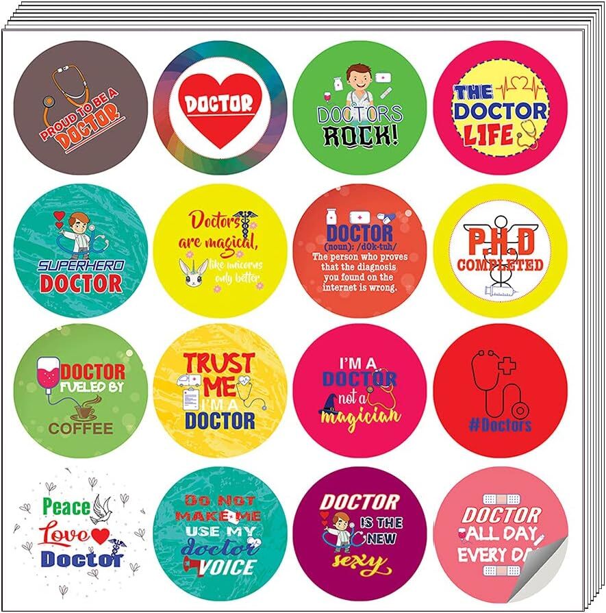 Doctor Stickers Pack - 5 Sets with 16 Fun Medical Designs