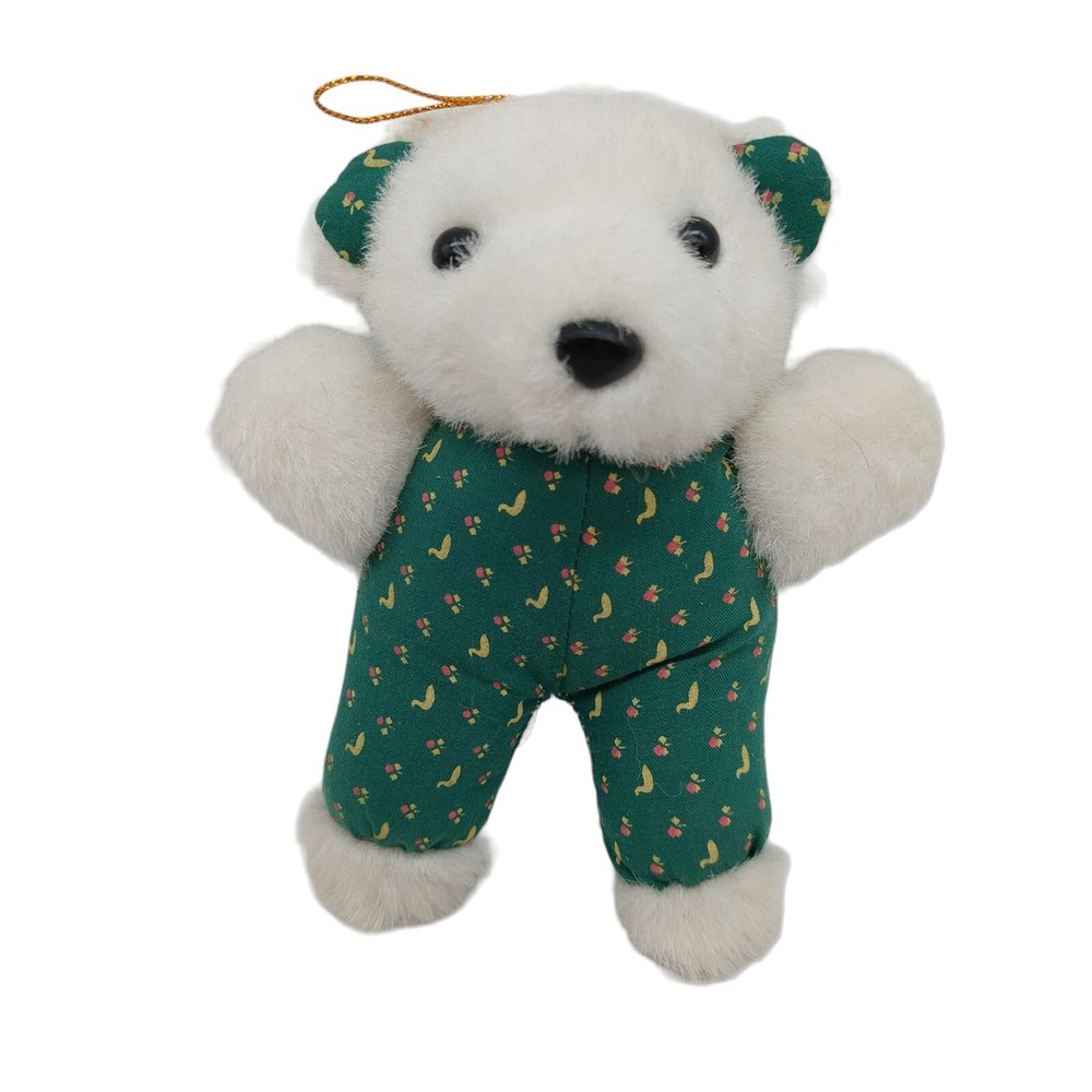 Dan Dee White Teddy Bear Plush Green Outfit Polar Bear Stuffed Animal 5