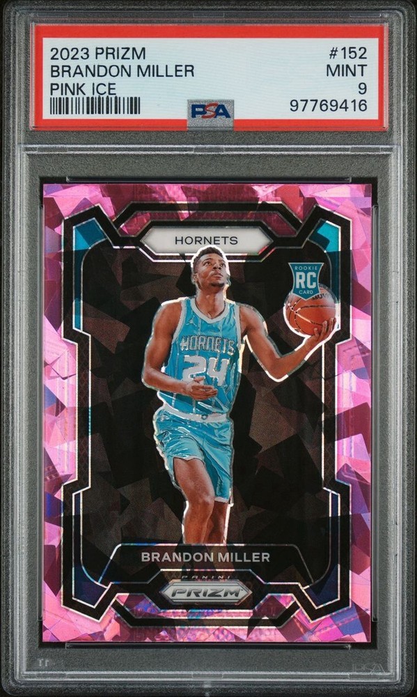 2023 Panini Prizm PINK ICE PRIZM Brandon Miller ROOKIE #152 PSA 9 HORNETS MINT