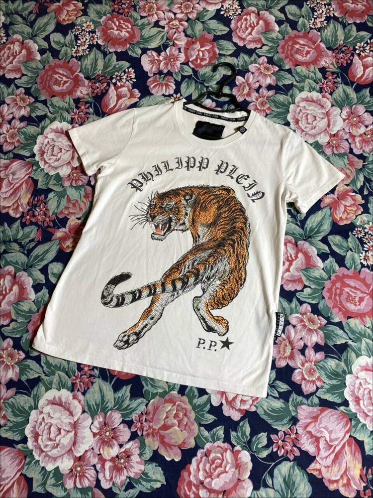 Philipp Plein Men's White T-shirt Skull Size S