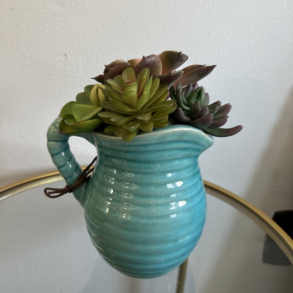 NWT GC Naturales Blue Hand Painted Blue Ceramic Plants Beautiful Fragrance Pot