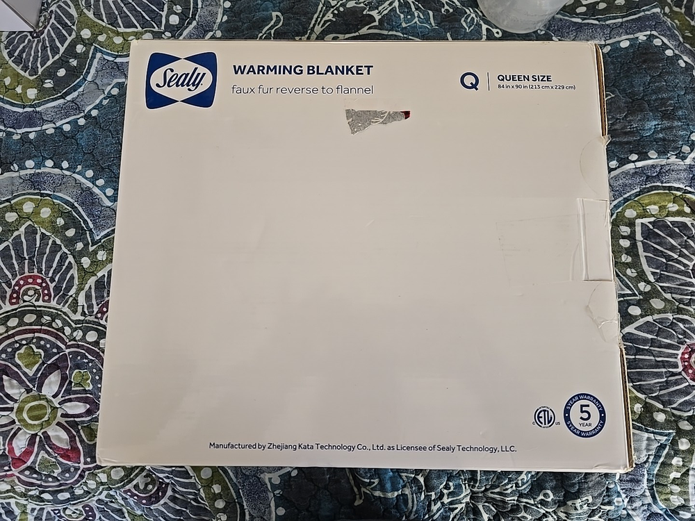 Sealy Queen Electric Warming Blanket 84x90 10 Heat Settings Dark Gray