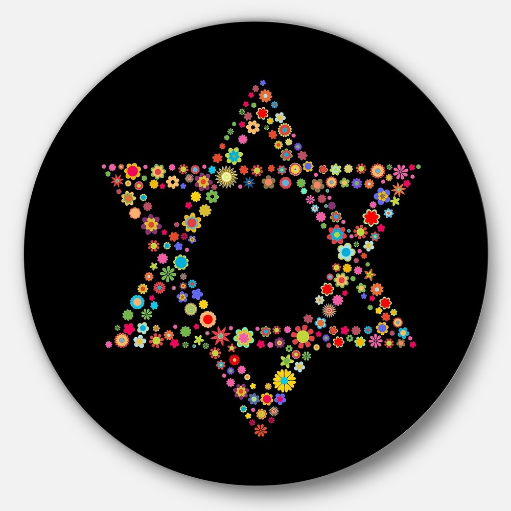 Designart 'Star of David Shape' Modern Digital Art Round  Small