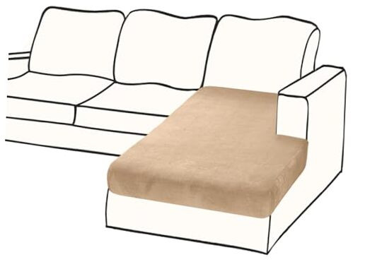 Velvet 1-Piece Chaise Lounge Cover for Sectional Sofa Cushions