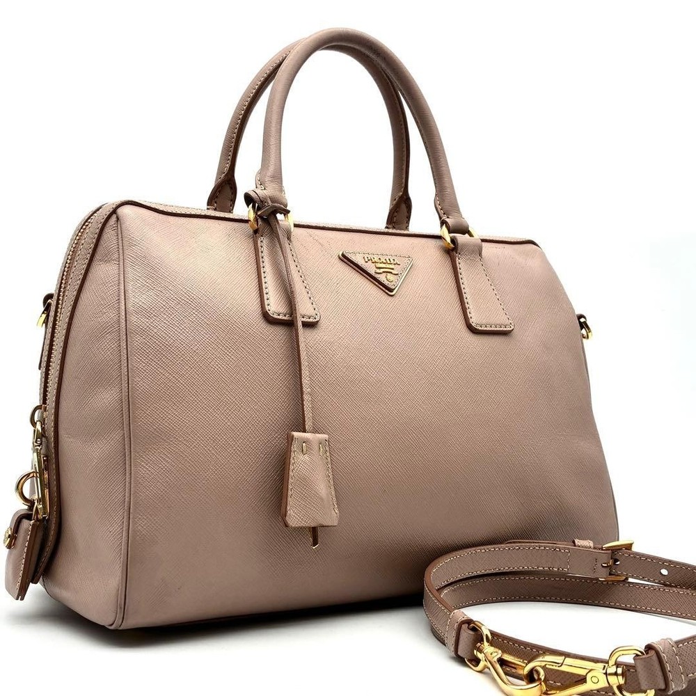[Authentic Used W Strap , Keys&Padlock ] PRADA Galleria Saffiano Logo Hand Bag