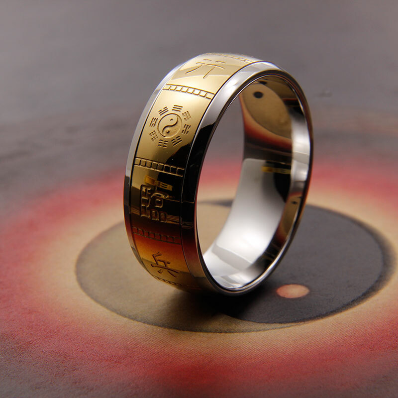 Anillo Mágico Talismán Feng Shui Chino Taoísta Suerte Bagua Nueve Mantra Spinner