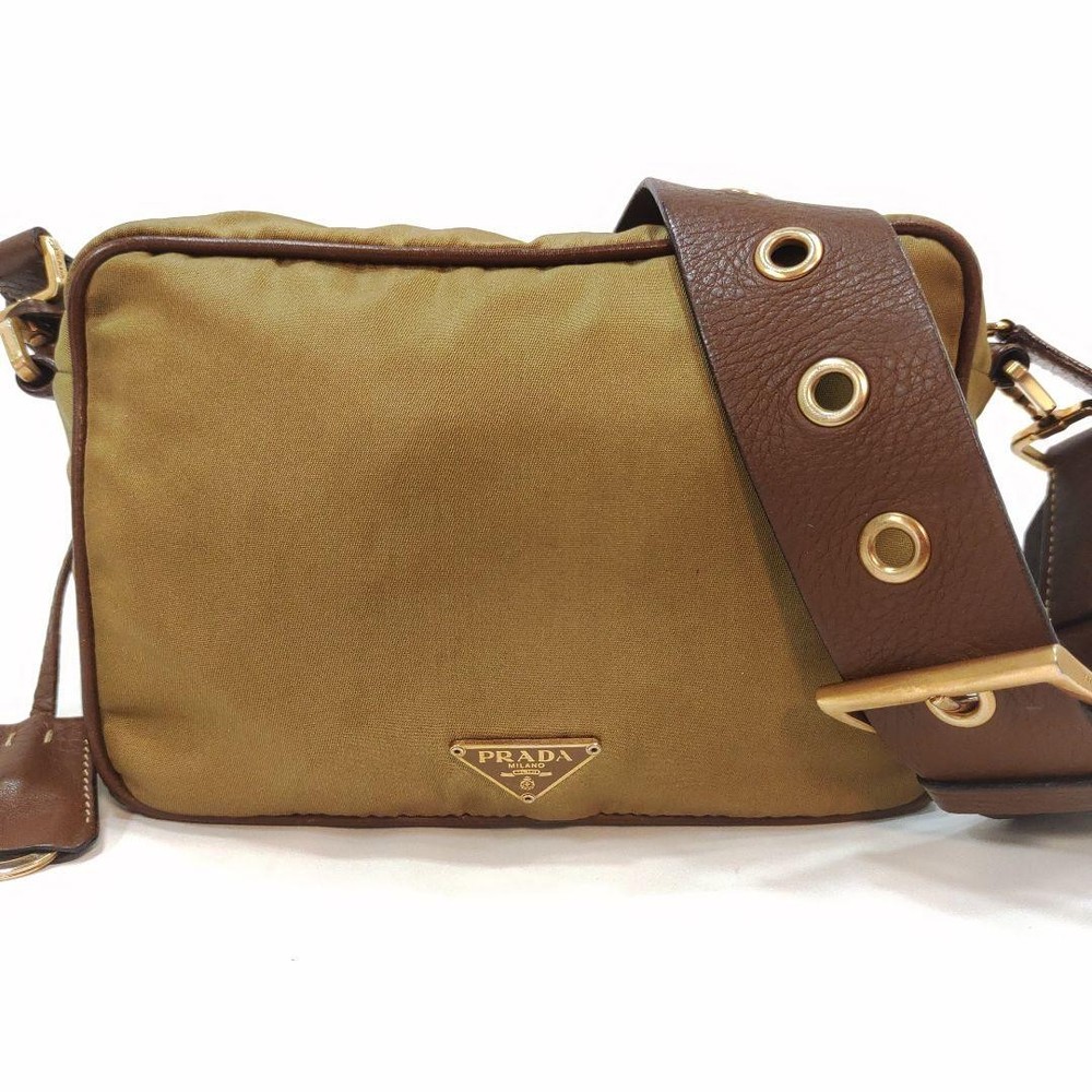 Prada Leather and Nylon Camera Bag with Charm Strap