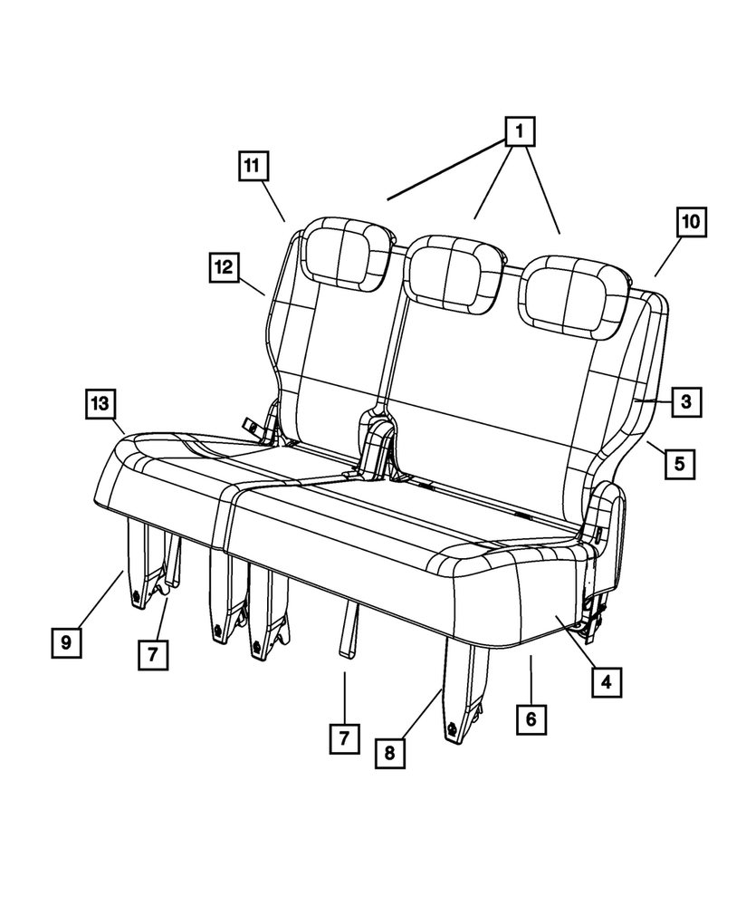 Genuine Mopar Rear Seat Cushion Cover Right 1TU871DVAA