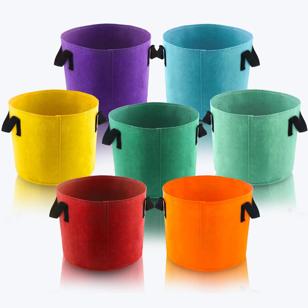 5 Gallon Grow Bags, 7 Pack Colorful Fabric Plant Pots with Handles for Garden