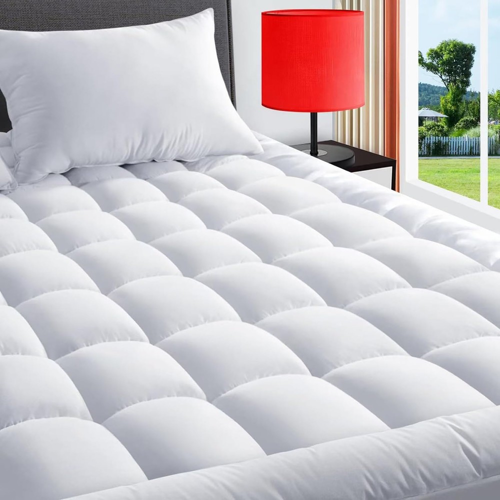 King Mattress Pad Quilted Fitted Mattress Cover Pillow Top Mattress Topper Br...