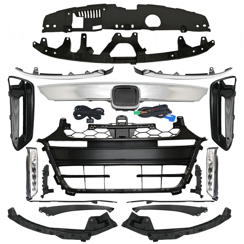 18PC For Accord 2018-20 Chrome Grille Molding Fog light Bumper Headlight Bracket