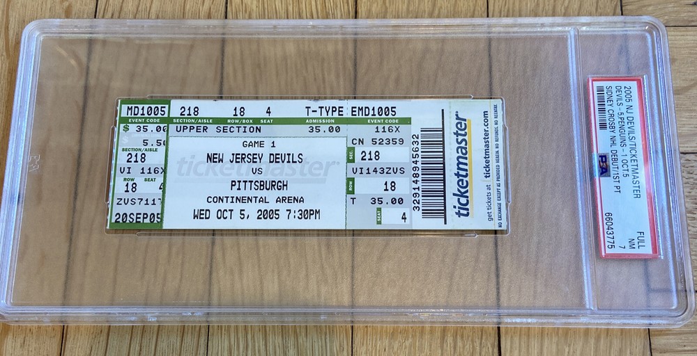 2005 Sidney Crosby NHL Debut 1st Game Ticket 10-5-2005 PSA 7 Full Ticket!!