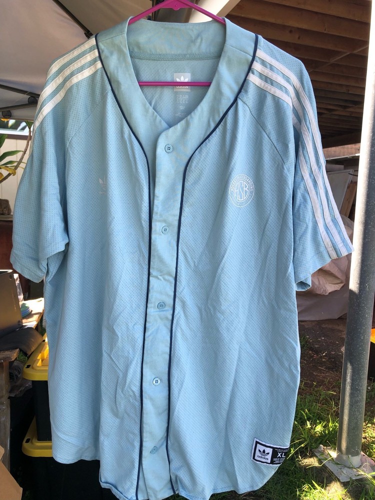 Vintage Adidas Mens Skateboarding Baseball Light Blue Jersey Y2K XL Streetwear