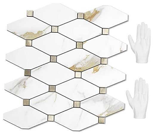 Calacatta Golden Mixed Metal Peel and Stick Backsplash Sheets