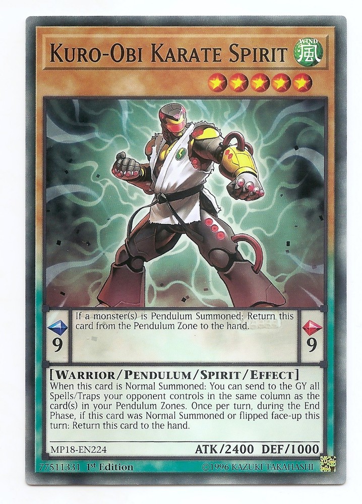 Kuro-Obi Karate Spirit MP18-EN224 1st Edition Yu-Gi-Oh Common Card New