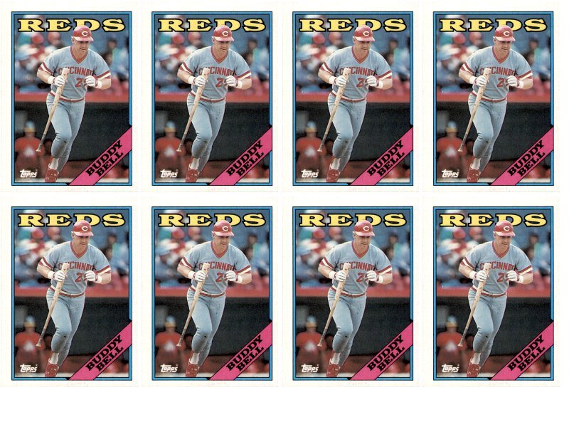 (8) 1988 Topps #130 Buddy Bell Cincinnati Reds Card Lot