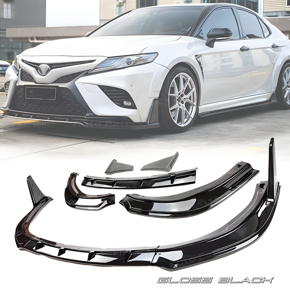 Gloss Black Front Bumper Lip Splitter Spoiler 5pc for 18-23 Toyota Camry SE/XSE