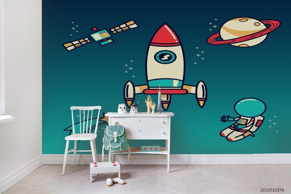 3D Space Rocket Planet Illustration Wall Murals Wallpaper Murals Wall Sticker 37