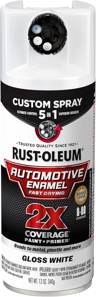 2X Gloss White Automotive Enamel Spray Paint 12 Oz 5-in-1 Custom Coating