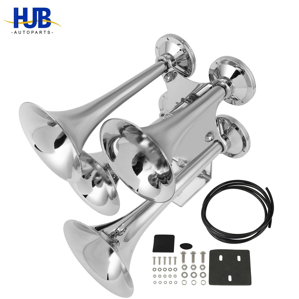 12V/24V 4 Trumpet Electric Train Air Horn For SUV Boat Motorcycle Truck Car dB