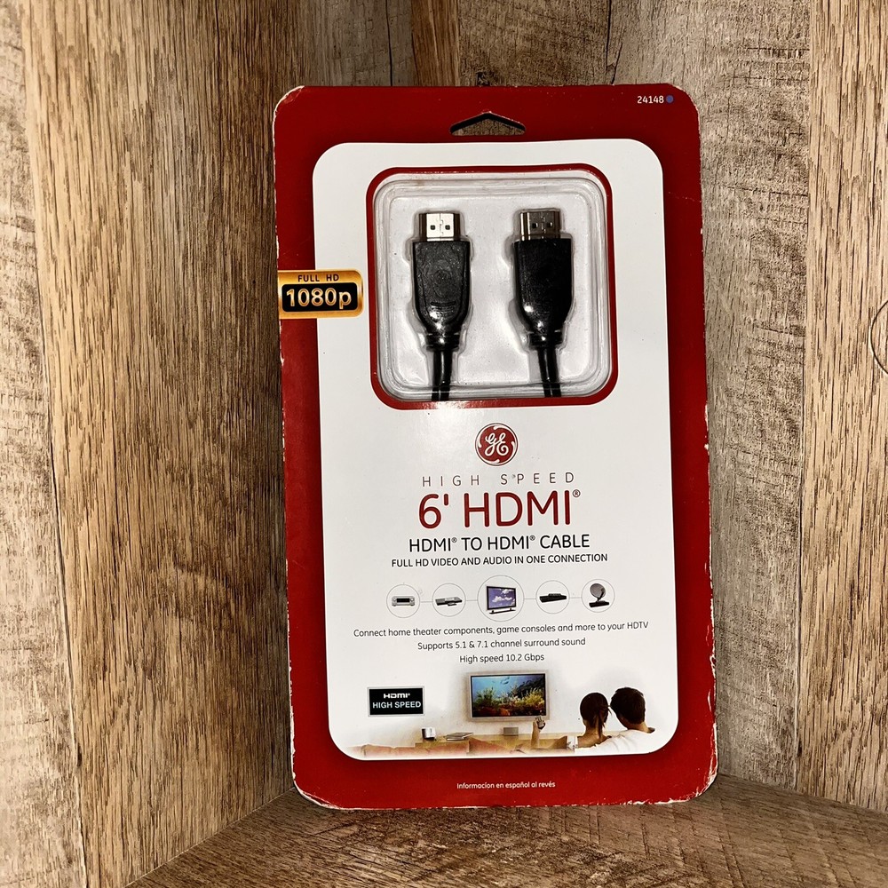 GE 24148 6ft HDMI Cable Black - High-Speed Sealed by General Electric