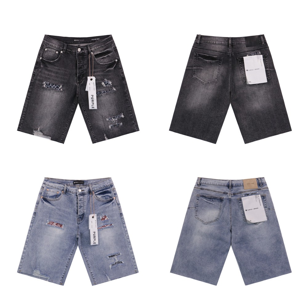 Trendy Purple Designer Patch Men's Denim Casual Shorts