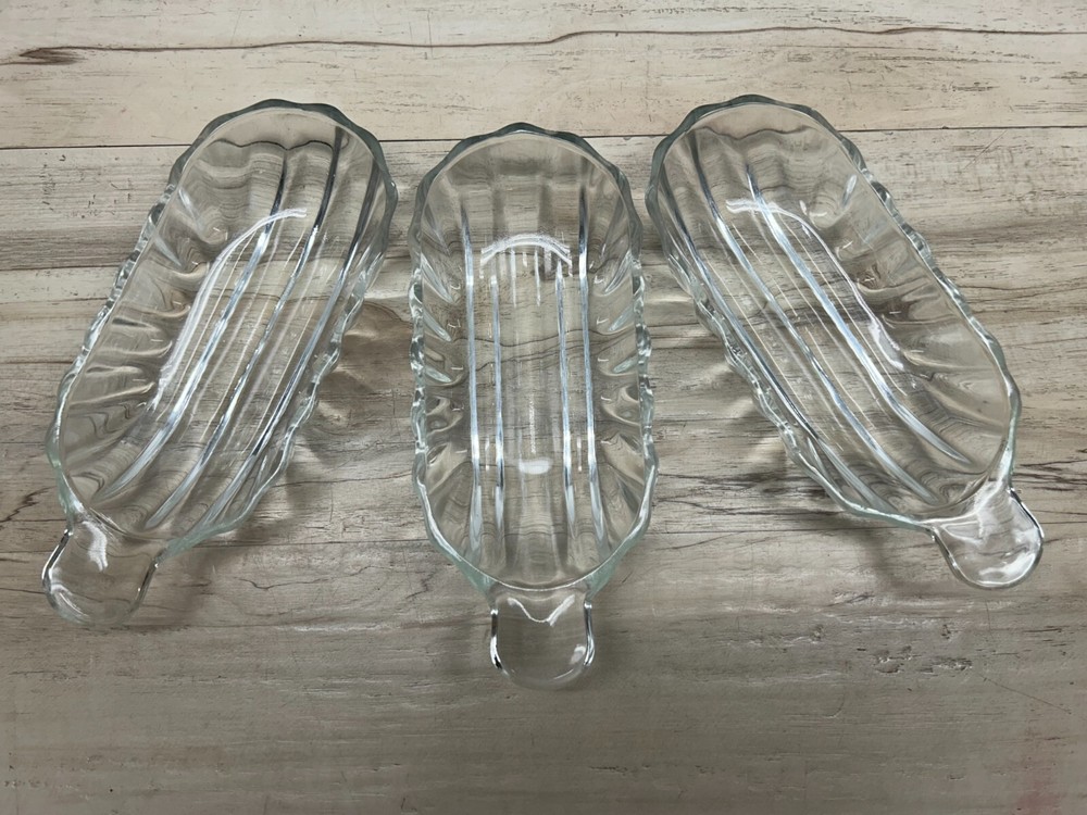 Jeanette Heavy Clear Glass Banana Split Sundae Dishes Set of 3