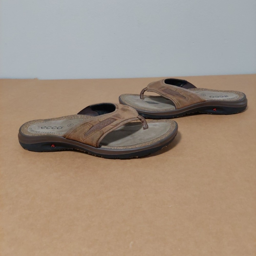 Ecco Costa Men's Thong Sandal Flip Flop Slide Brown Size 8.5 EU 42