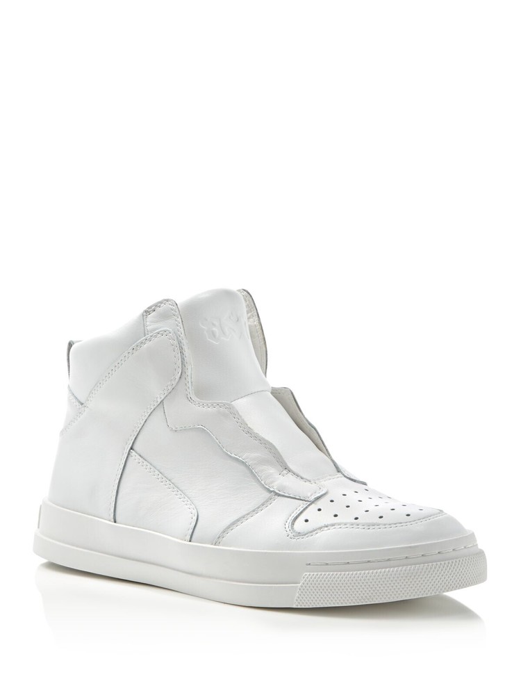 ASH Womens White High Top Enigma Platform Slip On Leather Athletic Sneakers 39