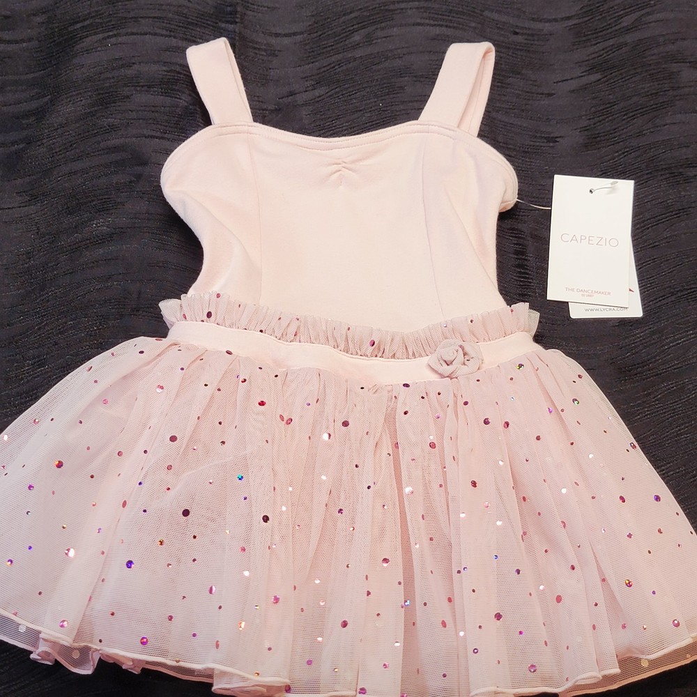 Capezio Sweetheart Tank Skirted Leotard Pink Tulle Skirt Camisole SZ Toddler