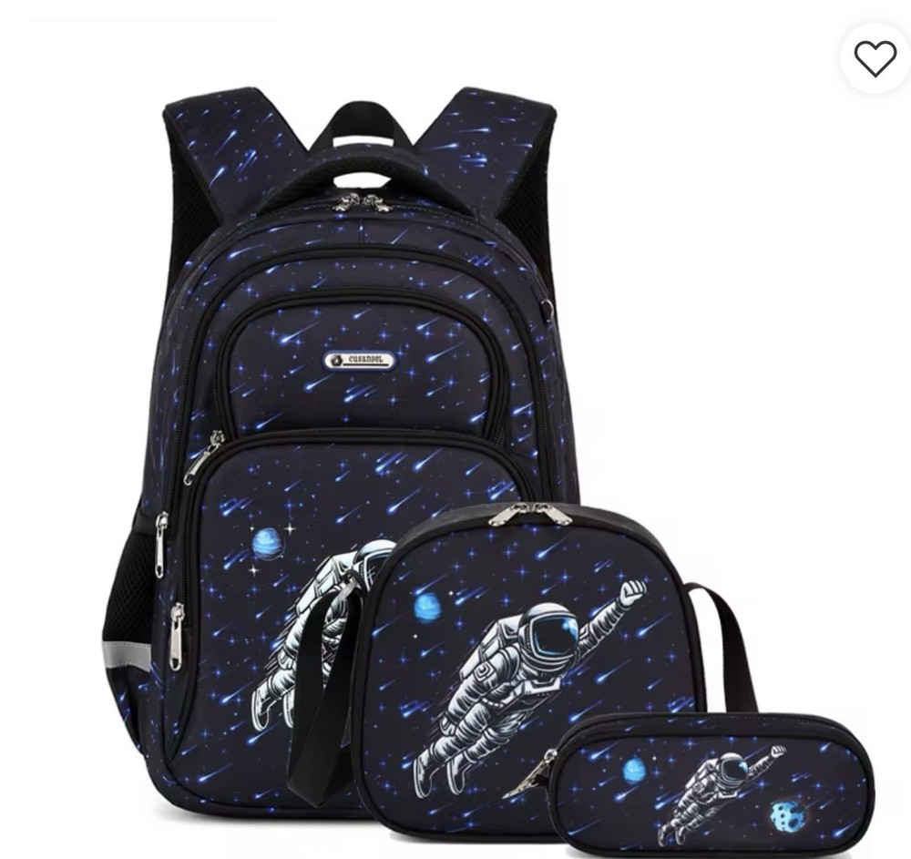 Kids 3PC Space Backpack Set – Astronaut School Bag with Lunch Box & Pencil Case