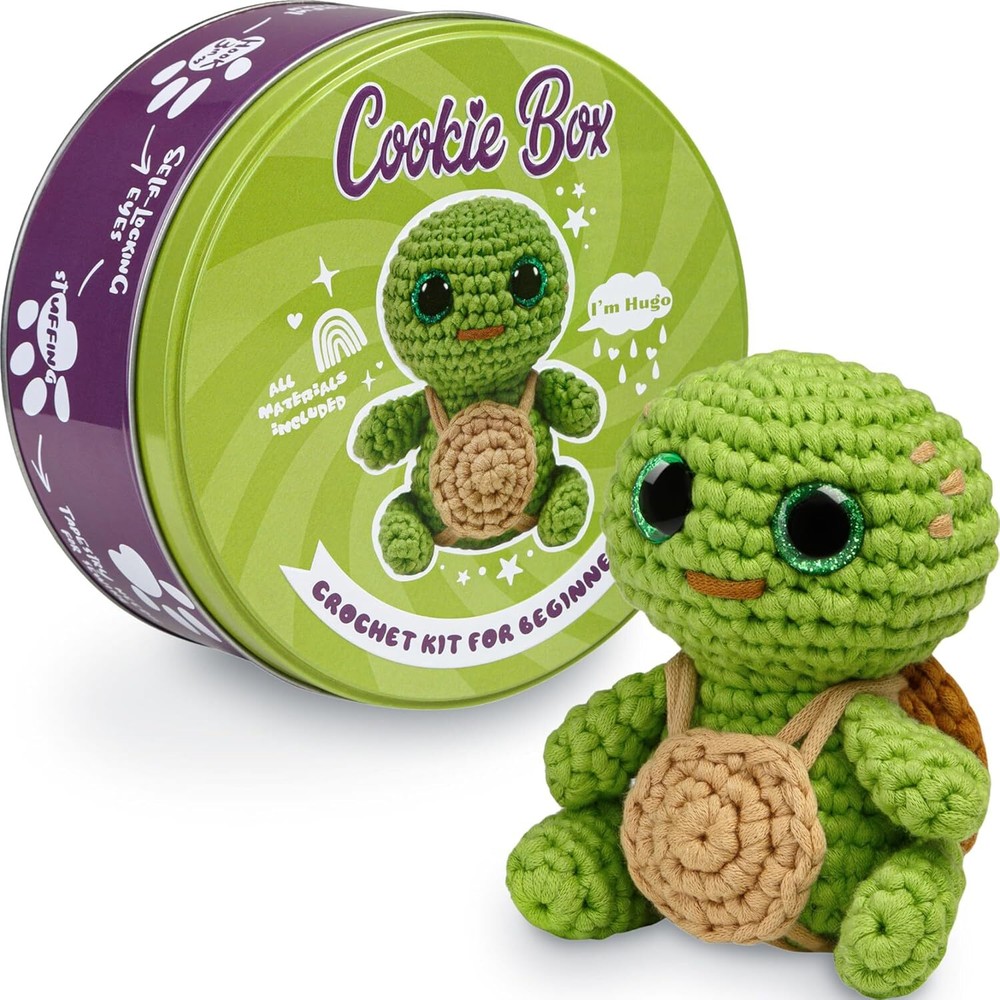 Cookie Box Crochet Kit for Beginners - Learn to Amigurumi Green