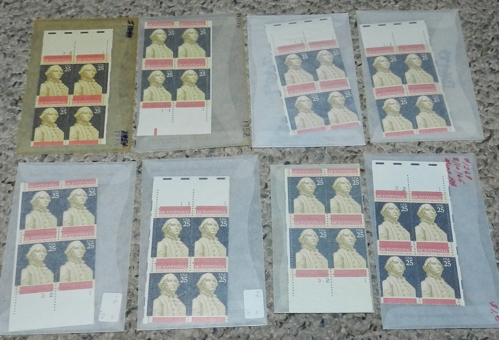 Unused Stamp lot of 8 Scott #2414 Executive Branch - 25 cent Plate Blocks